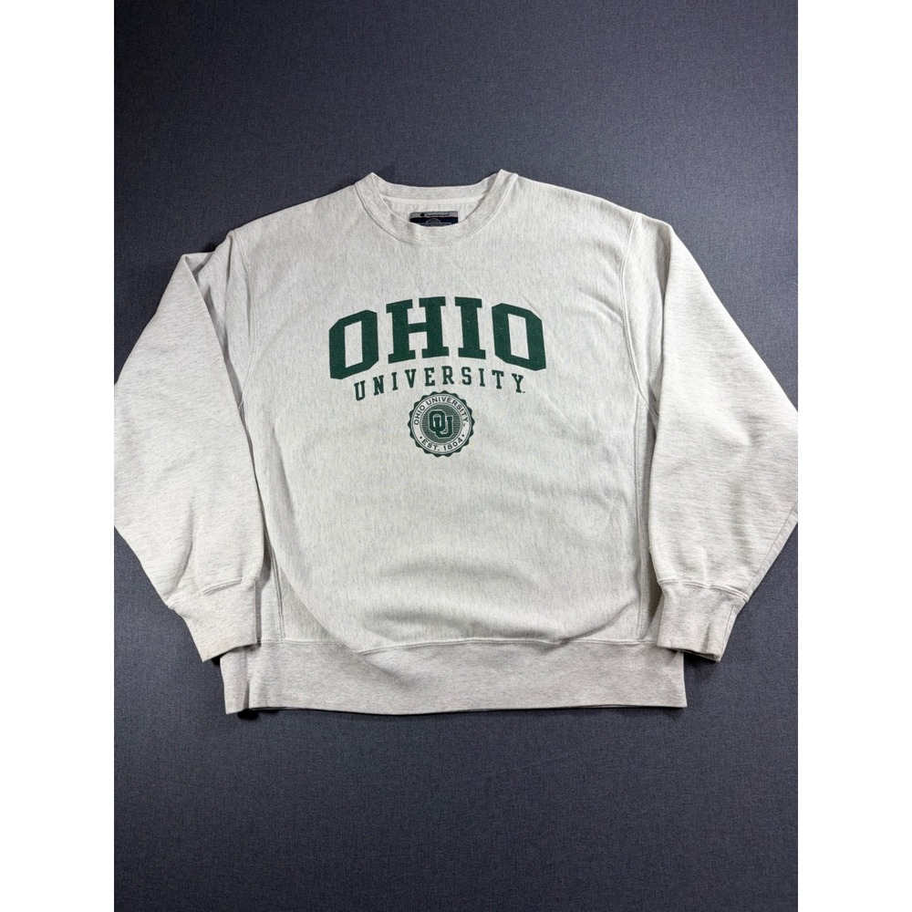 Champion Reverse Weave Ohio University Sweatshirt Gray Mens Large Collegiate
